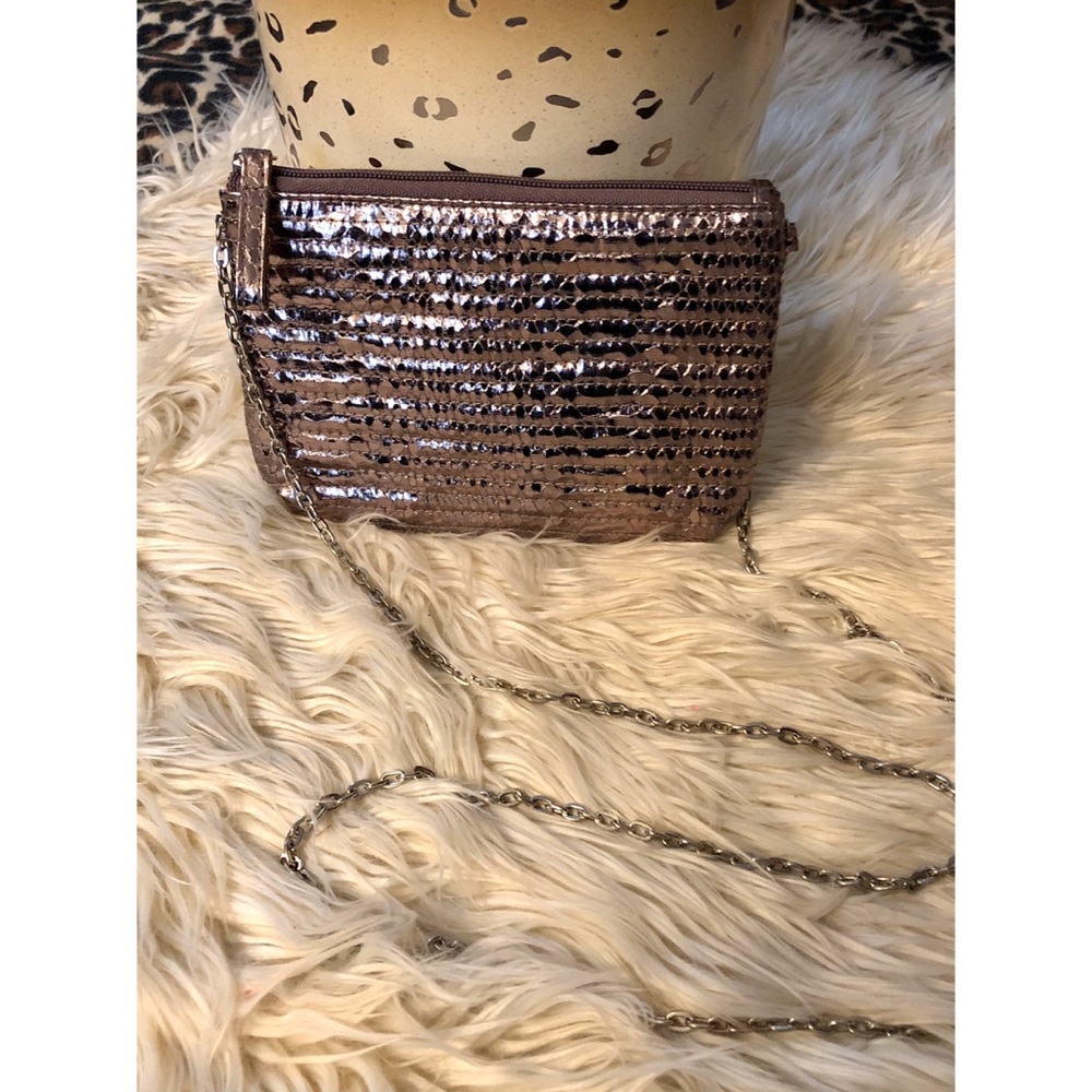 Metallic cross-body bag